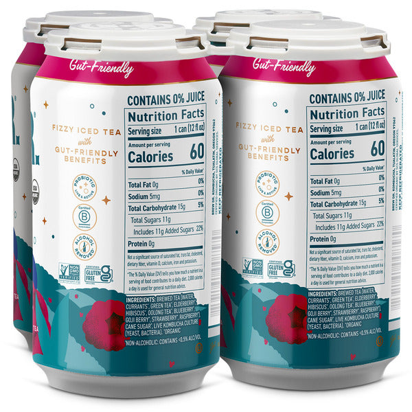 Brew Dr. Kombucha Superberry, w/ Raspberry, Blueberry & Oolong Tea