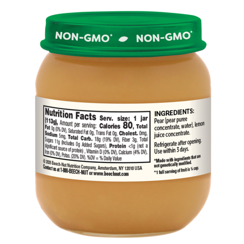 Beech-Nut Stage 2 Baby Food, Pear, 4 oz Jar