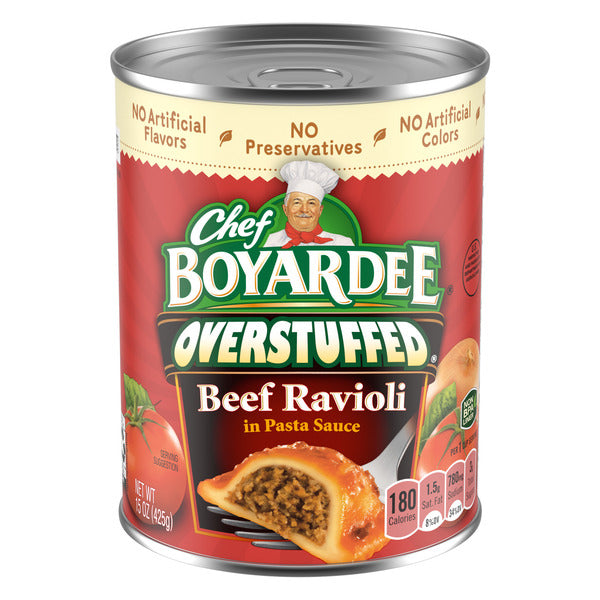 Chef Boyardee Overstuffed Beef Ravioli in Pasta Sauce, Ready-to-Eat Meal