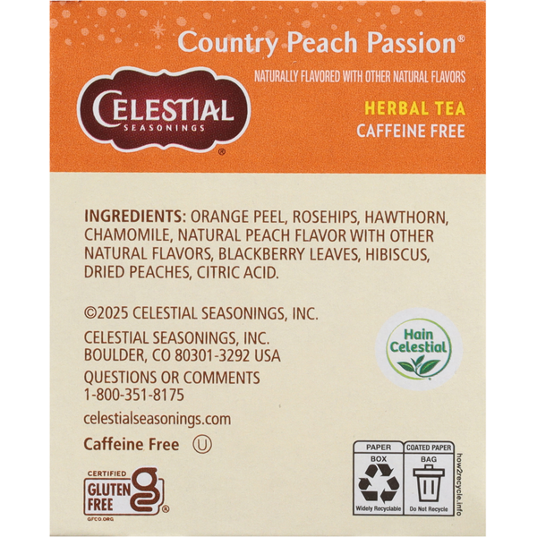 Celestial Seasonings Caffeine Free Tea Bags Country Peach Passion Herbal Tea