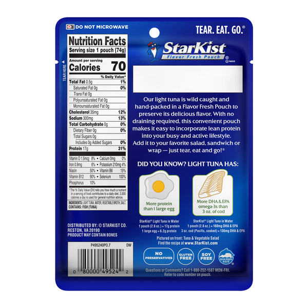 StarKist Chunk Light Tuna in Water, Pouch
