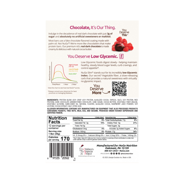 NuGo Slim Raspberry Truffle, Gluten Free, Low Sugar, High Protein Bar
