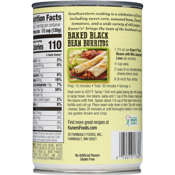 Kuner's Black Beans, Mild Jalapenos & Lime