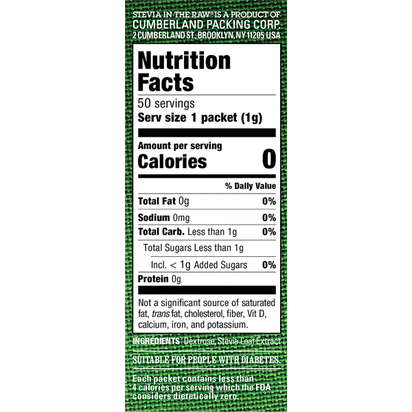 Stevia In The Raw Sweetener, Zero Calorie