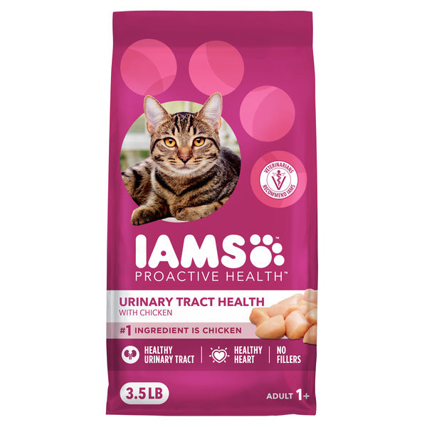 IAMS PROACTIVE HEALTH Adult Urinary Tract Healthy Dry Cat Food with Chicken Cat Kibble, 3.5 lb. Bag