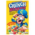Crunch into colorful fun with Cap'N Crunch Crunch Berries Cereal featuring crunchy corn and oat cereal pieces with sweet berry-flavored bursts in every bite.