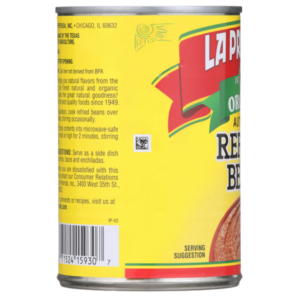 La Preferida Organic Refried Beans, Creamy, Authentic Style