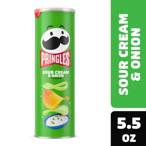 Pringles Sour Cream & Onion flavor canister on a white background