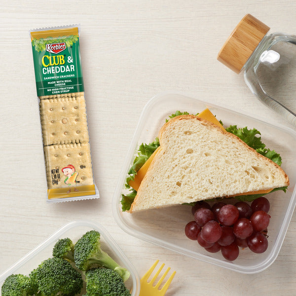 Keebler Club and Cheddar Sandwich Crackers, Lunch Snacks, 8 Count