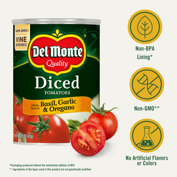Del Monte Diced Tomatoes with the Flavors of Basil, Garlic & Oregano