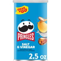 Pringles salt and vinegar chips can with cartoon characters on a white background