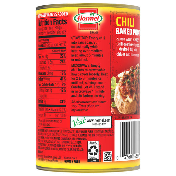 Hormel Chunky Beef Chili No Beans
