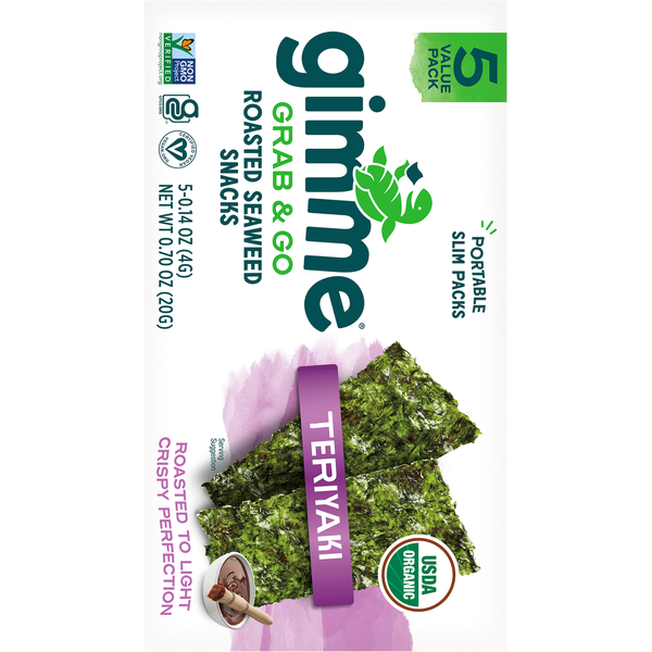 gimMe Grab & Go Roasted Teriyaki Seaweed Snacks Value Pack