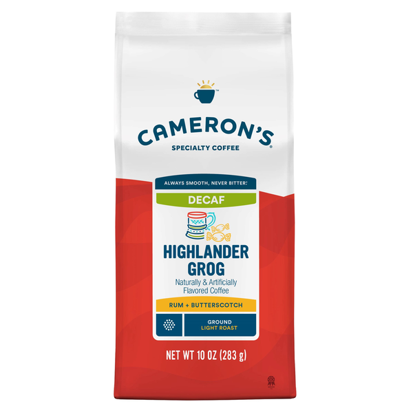 Cameron's Coffee, Smooth, Ground, Light Roast, Highlander Grog, Decaf