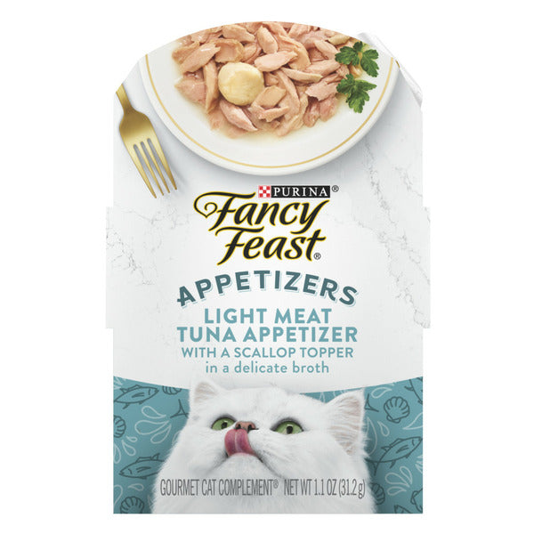 Purina Fancy Feast Lickable Wet Cat Food Topper Light Meat Tuna Appetizer with Scallop
