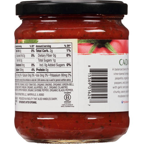 CADIA Salsa, Organic, Hot