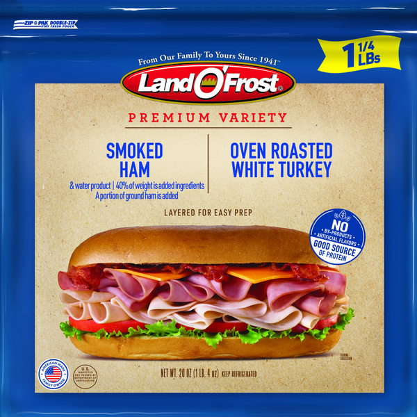 Land O’Frost Sub Sandwich Kit, Classic Ham & Turkey, Premium, Vacuum Packed