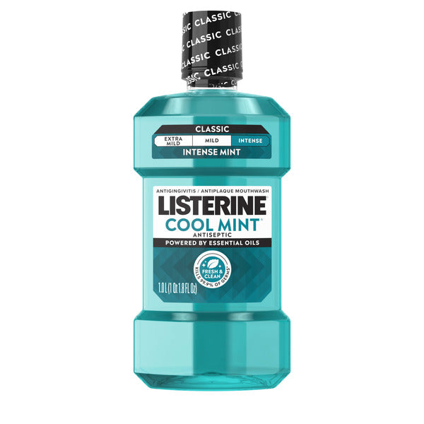 Listerine Cool Mint Intense Antiseptic Mouthwash for Bad Breath, 1 L