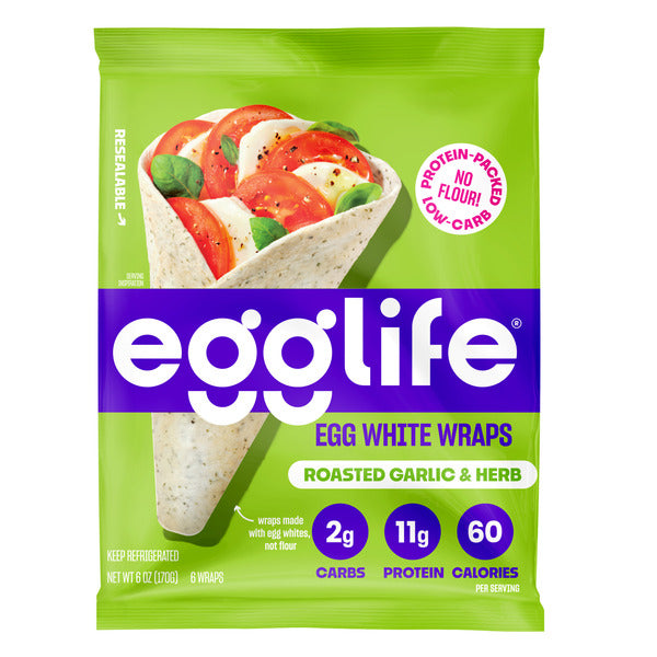 egglife roasted garlic & herb, egg white wraps
