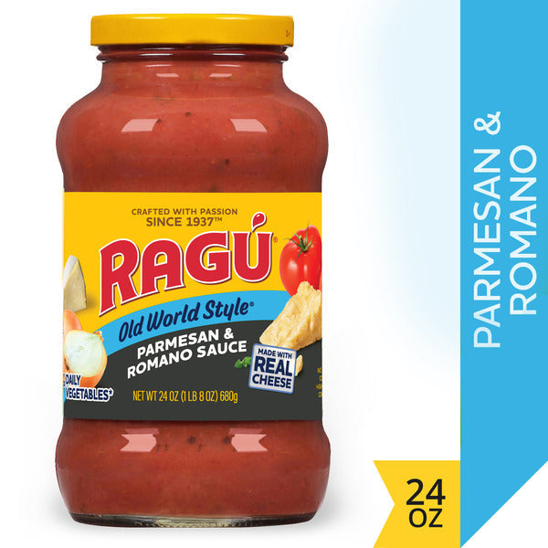 Ragu Old World Style Parmesan and Romano Pasta Sauce with Diced Tomatoes Diced Tomatoes, Onions, Parmesan and Romano Cheese, 24 oz
