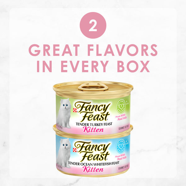 Purina Fancy Feast Grain Free Pate Wet Kitten Food Variety Pack, Kitten Classic Pate Collection Turkey & Whitefish