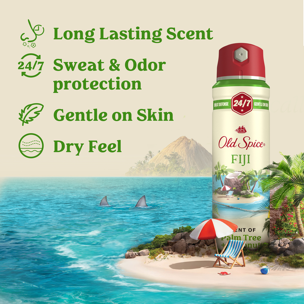 Old Spice Men's Antiperspirant & Deodorant Invisible Dry Spray, Fiji Scent