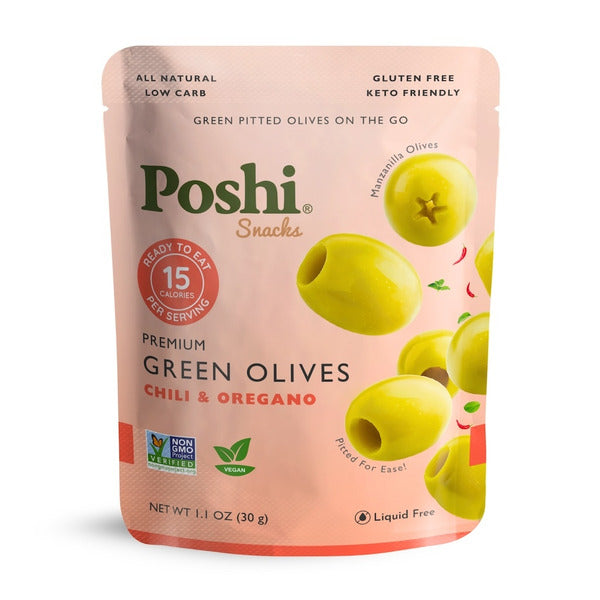Poshi Chili & Oregano Pitted Green Olives