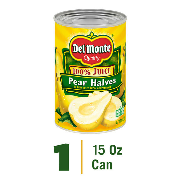 Del Monte Pear Halves in 100% Juice, Canned Fruit