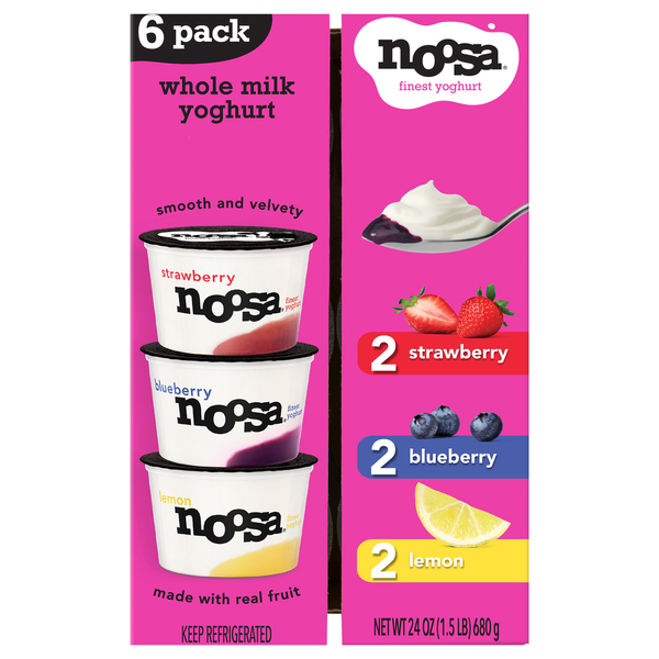 Noosa Whole Milk Strawberry/Blueberry/Lemon Finest Yoghurt