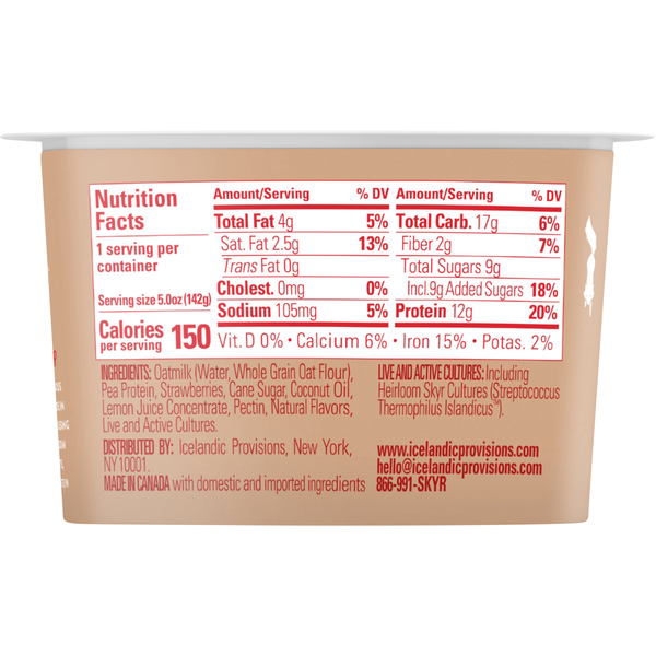 Icelandic Provisions Oatmilk Strawberry Skyr