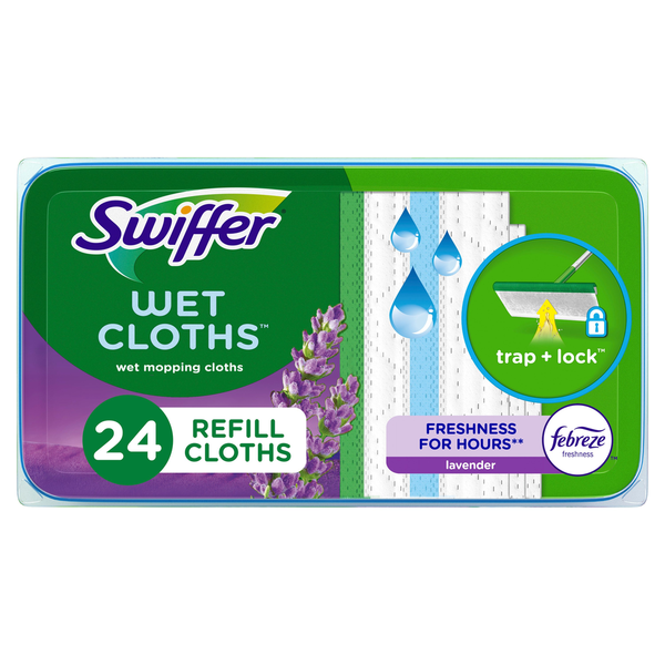 Swiffer Sweeper Wet Mopping Cloths with Febreze Freshness, Lavender Vanilla & Comfort