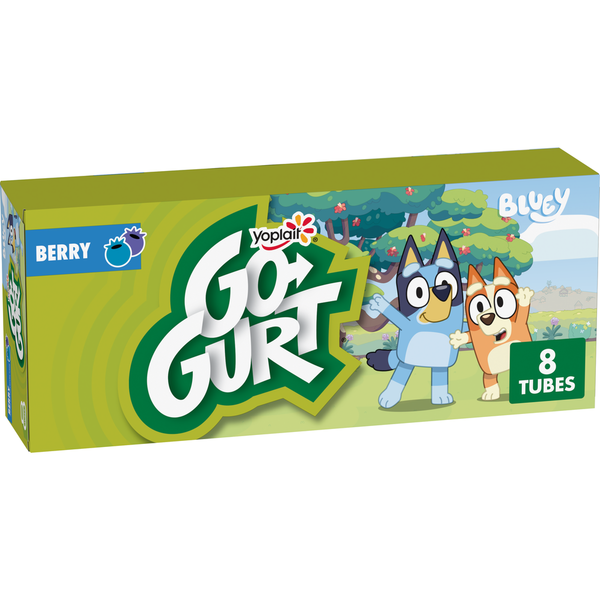 Go-Gurt Bluey Berry Kids Fat Free Yogurt Snack Tubes