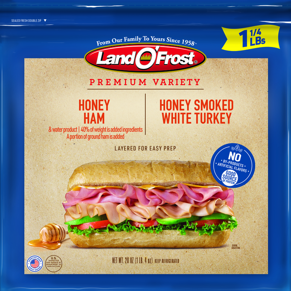 Land O’Frost Sub Sandwich Kit, Honey Ham & Turkey, Vacuum Packed