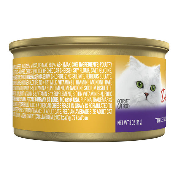 Purina Fancy Feast Gravy Wet Cat Food, Delights Grilled Turkey & Cheddar Cheese Feast in Gravy