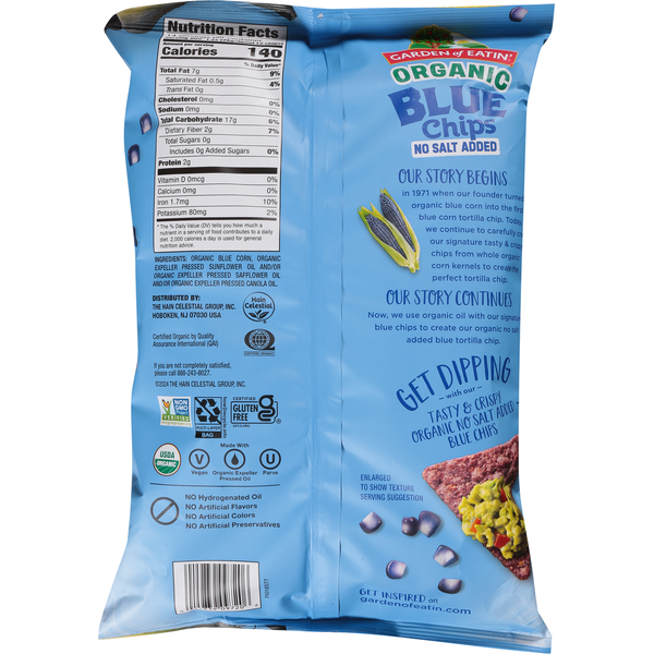 Garden of Eatin' Organic No Salt Added Blue Corn Tortilla Chips