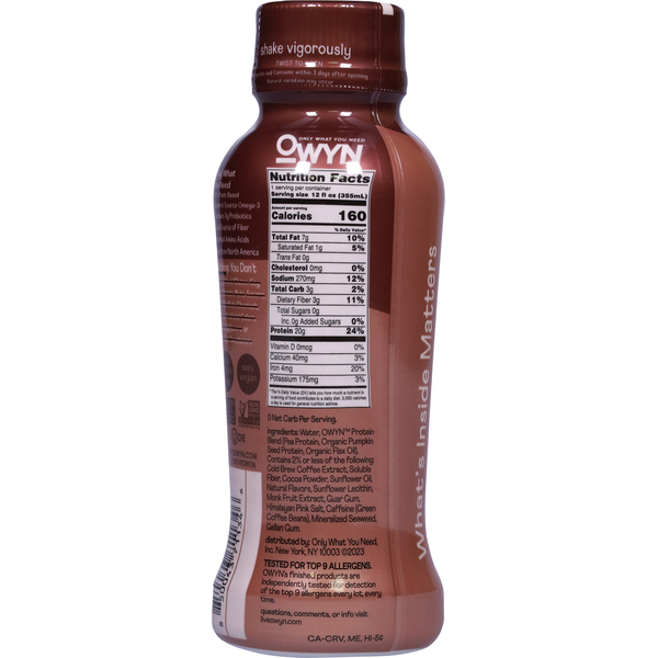 OWYN Coffee Shake, Non-Dairy, Double Shot, Mocha Latte