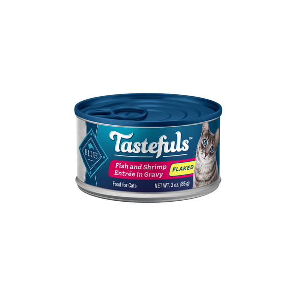 Blue Buffalo Tastefuls Natural Flaked Wet Cat Food, Fish & Shrimp Entrée in Gravy