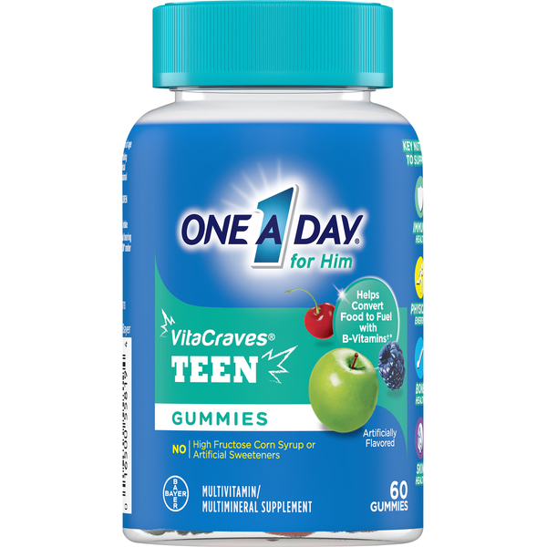 One A Day Multivitamin/Multimineral Supplement, for Him, Teen, Gummies