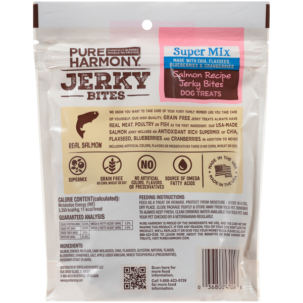 Pure Harmony Grain Free Salmon Recipe Super Mix Jerky Bites Dog Treats