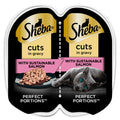 SHEBA PERFECT PORTIONS Cat Food Cuts With Sustainable Salmon Twin-Pack Trays