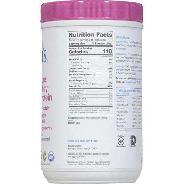 Simply Tera's Whey Protein, Pure, Plain Unsweetened