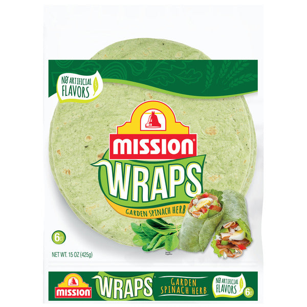 Mission Wraps Garden Spinach Herb Tortillas