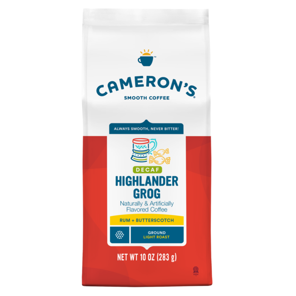 Cameron's Coffee, Smooth, Ground, Light Roast, Highlander Grog, Decaf