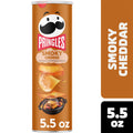 Pringles Smoky Cheddar potato chip can on a white background