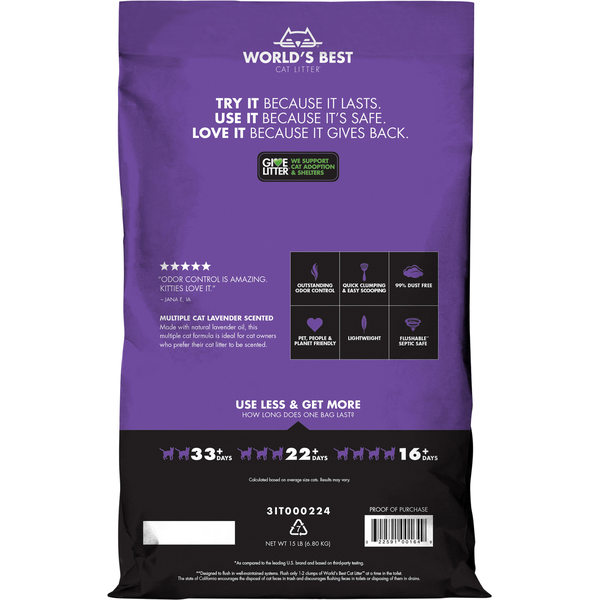 World's Best Cat Litter  Cat Litter, Multiple Cat, Lavender Scented