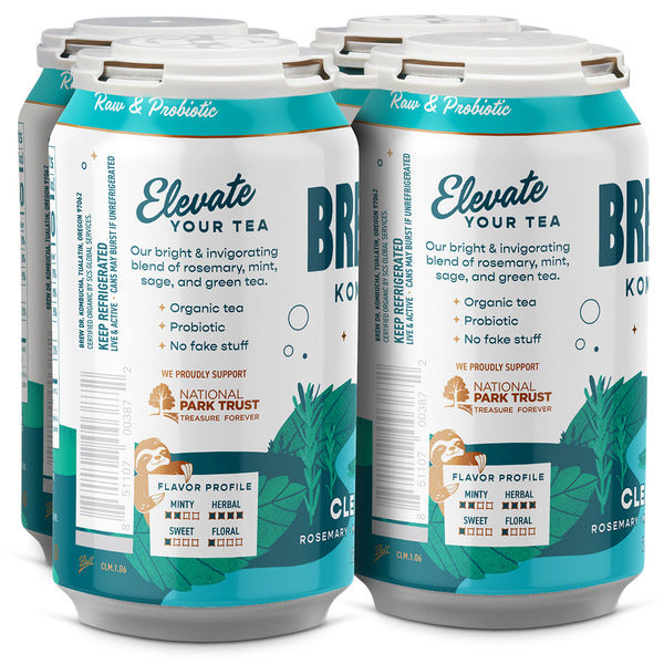 Brew Dr. Kombucha Clear Mind, w/ Rosemary, Mint, Sage, Green Tea