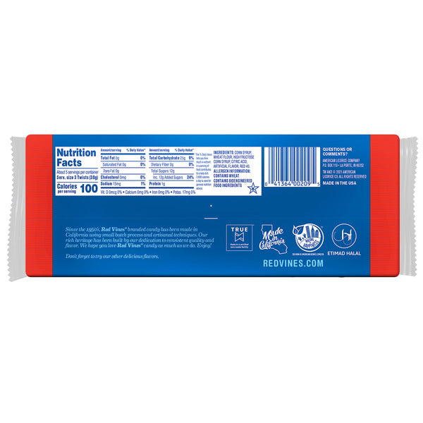 Red Vines Twists, Original Red Chewy Licorice Candy, Movie Tray