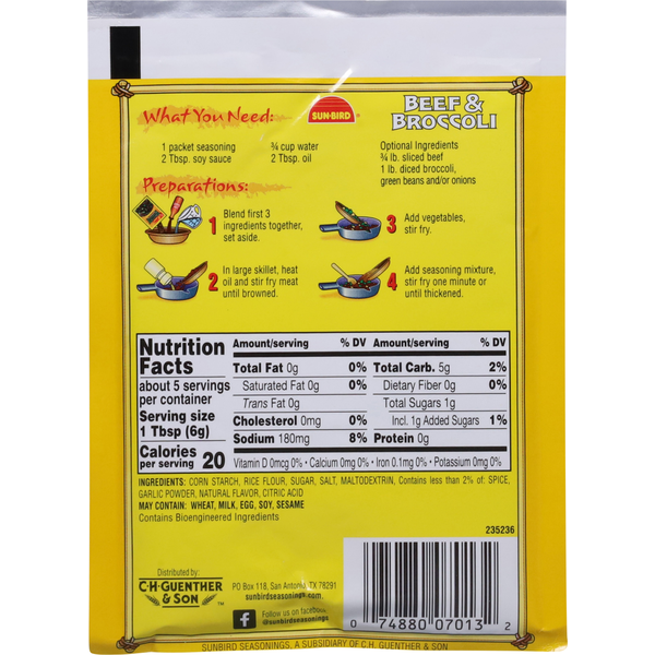 Sun-Bird Bef & Broccoli Seasoning Mix