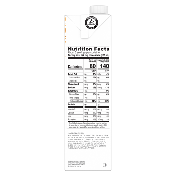 TAZO Tea Black Tea Concentrate, Espresso Chai Latte
