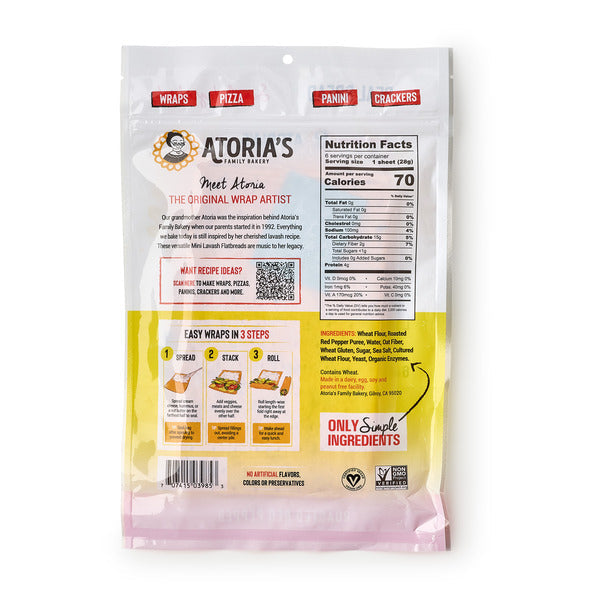 Atoria's Family Bakery Mini Roasted Red Pepper Lavash
